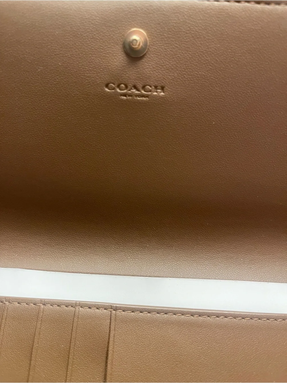 Coach Tan Leather Wallet with Gold Logo